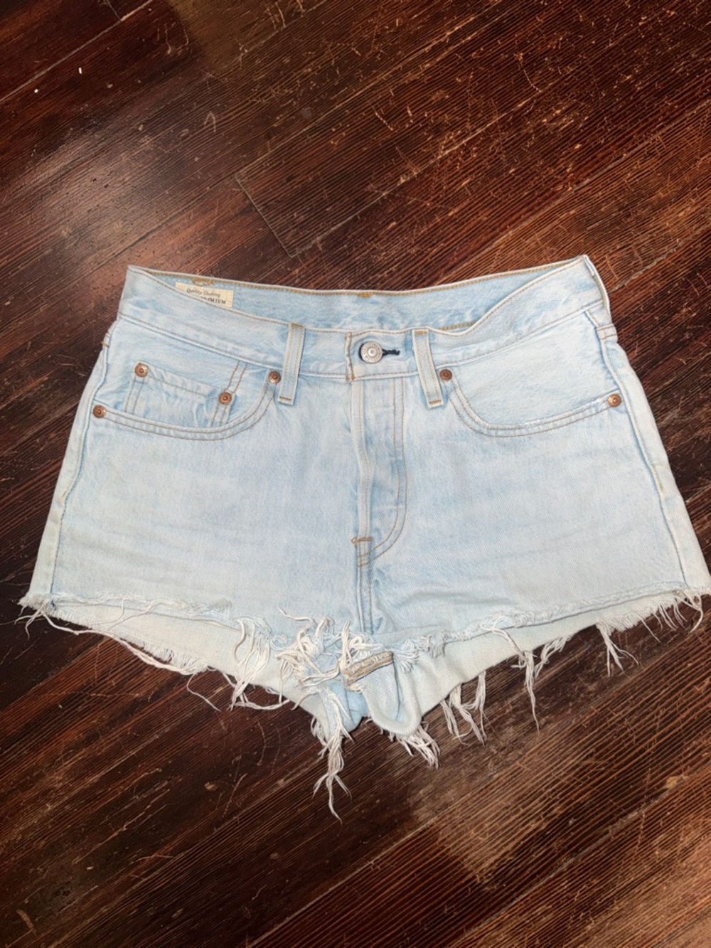 Levi's Light Blue Distressed Denim Shorts